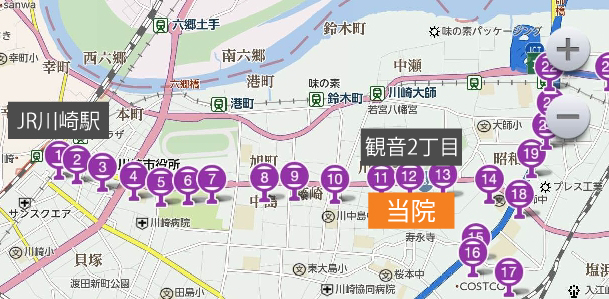 川崎駅からのバス停